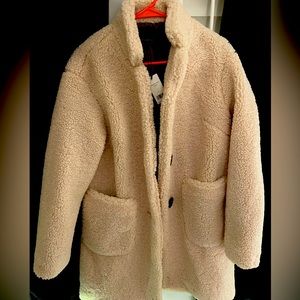 Brand New Banana Republic Sherpa Coat 3/4 Length with buttons